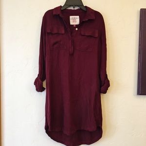 Burgundy Shirt Dress